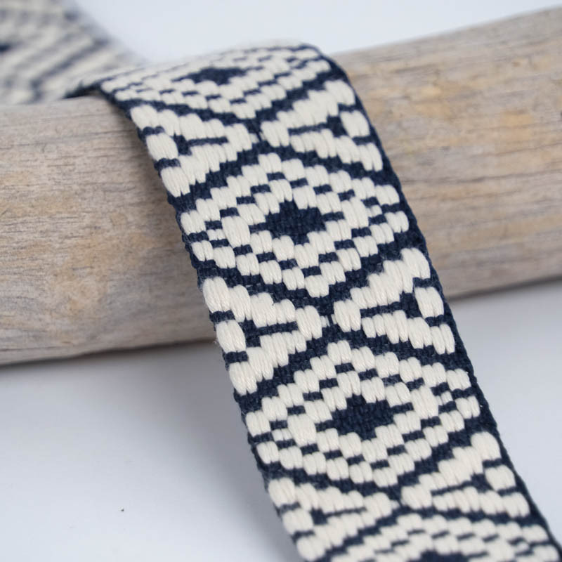 Sangle Fantaisie Losanges Noirs 38MM - Maison Klem